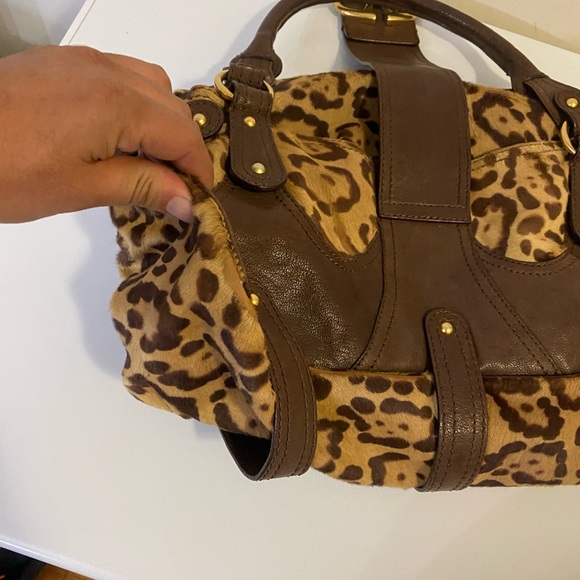 VALENTINO GARAVANI Handbag Cheetah Horse Hair Satchel Leather - Picture 8 of 13